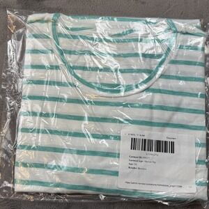 Bonobos Shirt Mens XL White Teal Striped Slim Fit 100% Cotton Short Sleeve Top